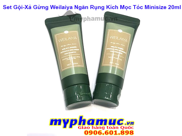 Set Dầu Gội-Xả Gừng Weilaiya Ngăn Rụng Và Kích Mọc Tóc Minisize 20ml