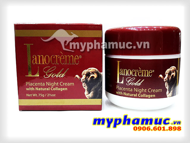 Kem nhau thai cừu Lanocreme Gold Placenta Night Cream with Natural Collagen 75g
