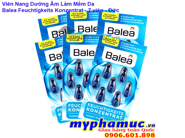 Viên Nang Dưỡng Ẩm Làm Mềm Da Balea Feuchtigkeit Konzentrat |Vỉ 7 viên| Date 01.23